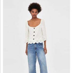 Zara white eyelet top